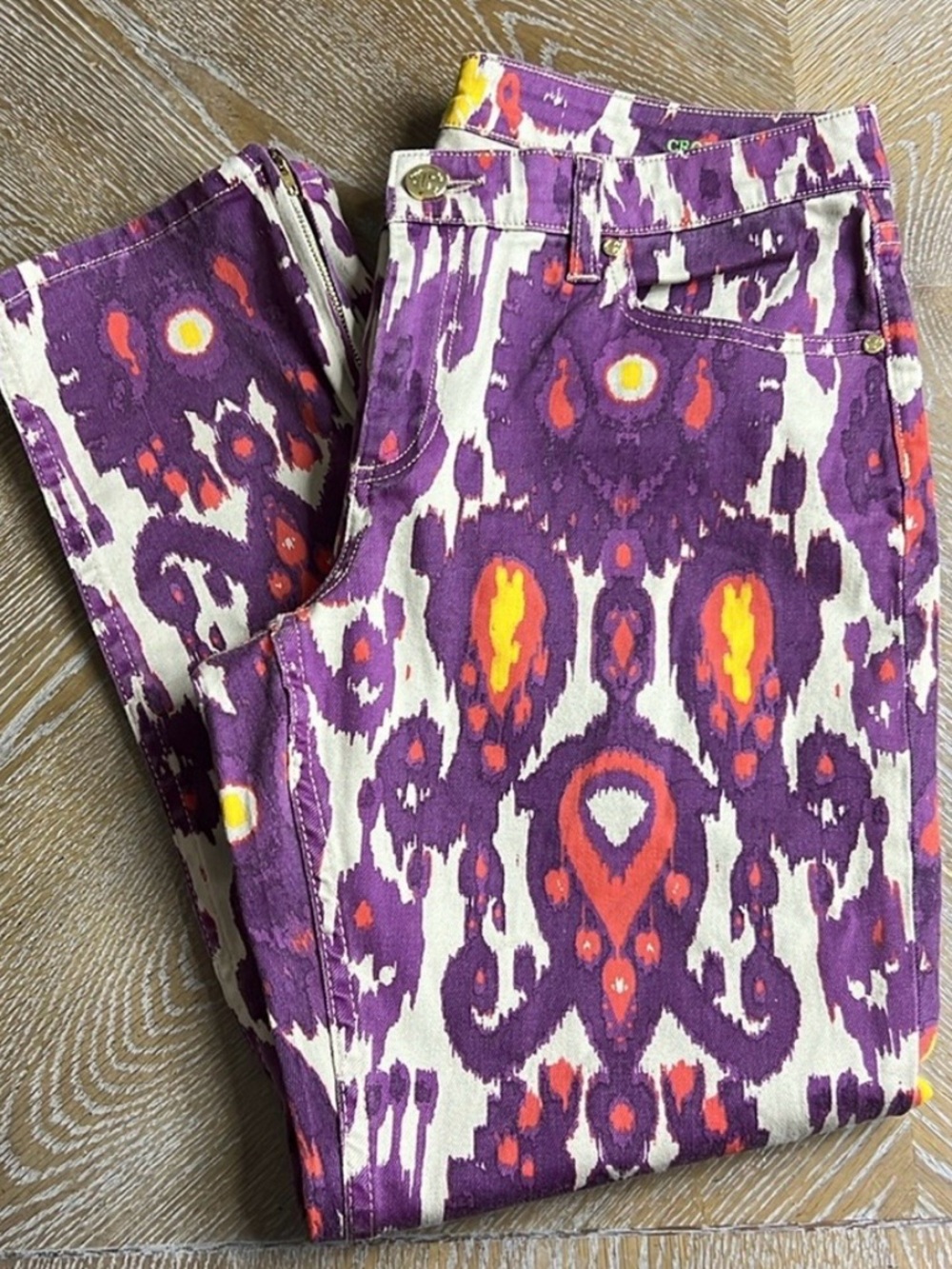 C. WONDER Printed Denim Crop Jean in Grape 31